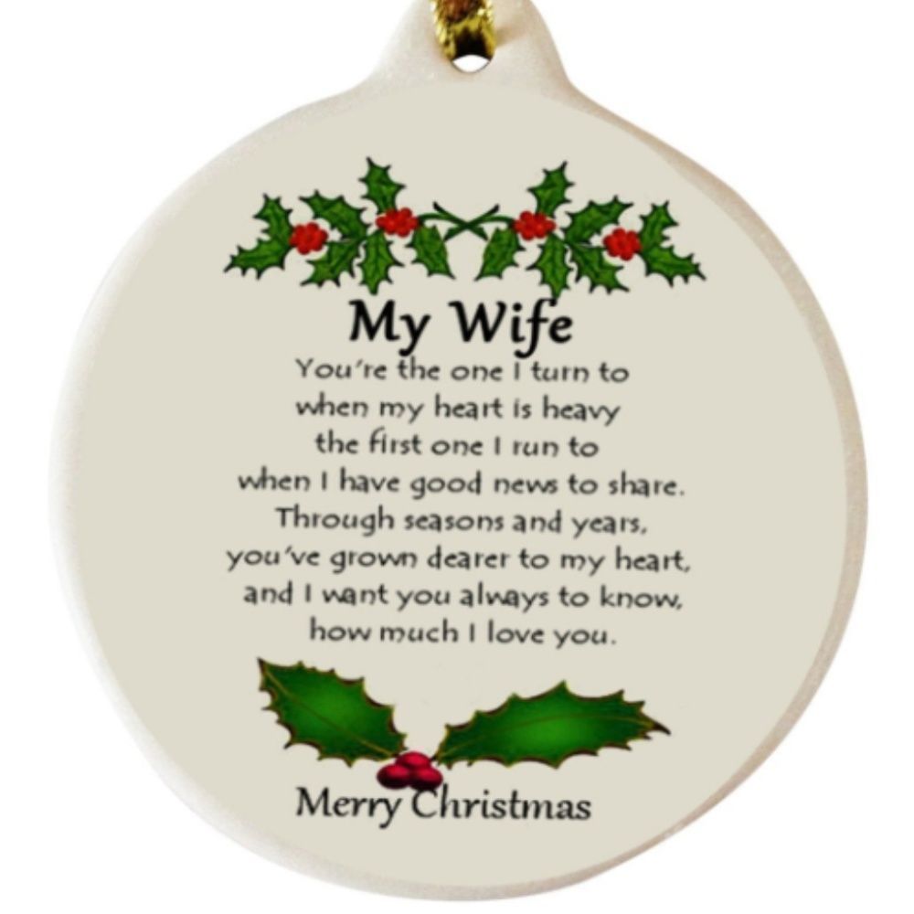 Wife with Love Porcelain Christmas Ornament